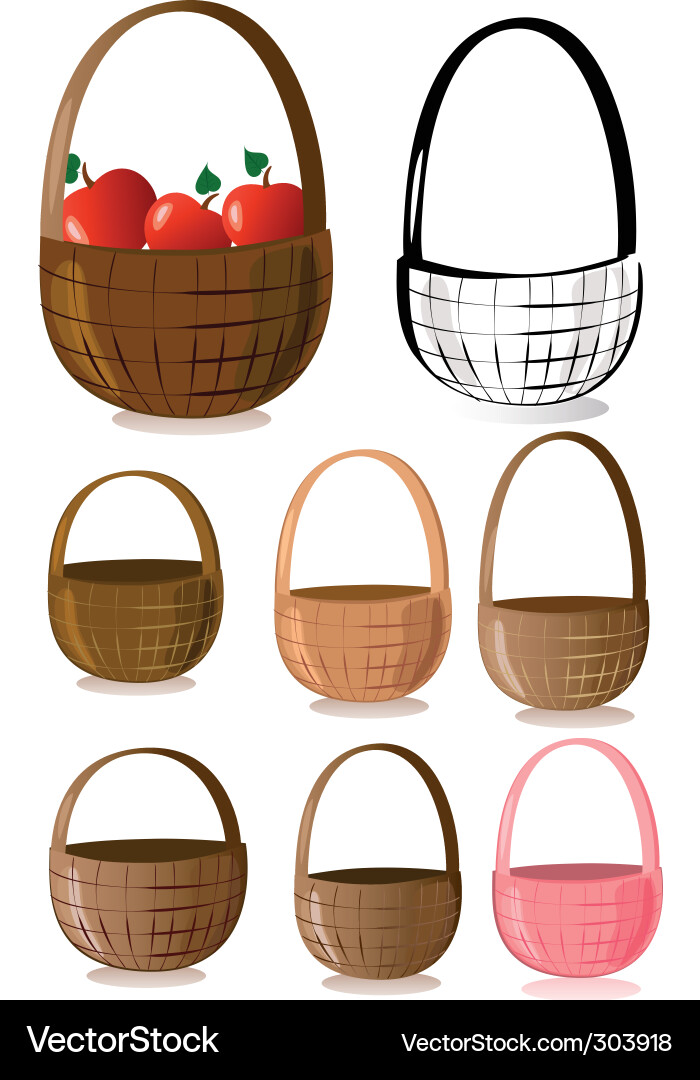 Rustic Wicker Baskets with Apples vector image