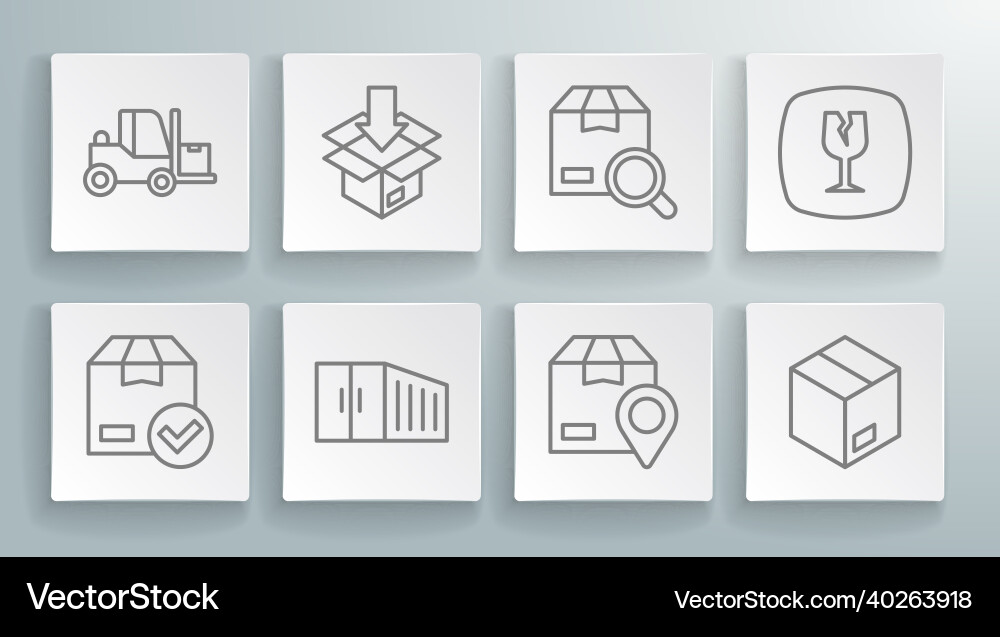 Set line ackage box with check mark carton Set line ackage box with check mark carton vector image