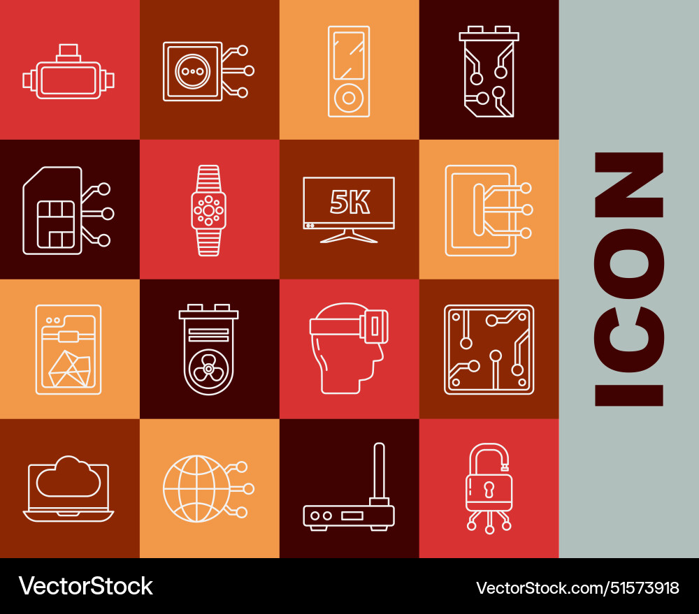 Set line lock on digital circuit board processor Vector Image