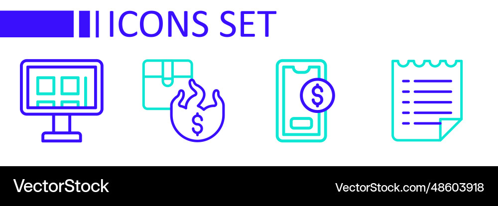 Set line wish list template mobile with dollar Vector Image