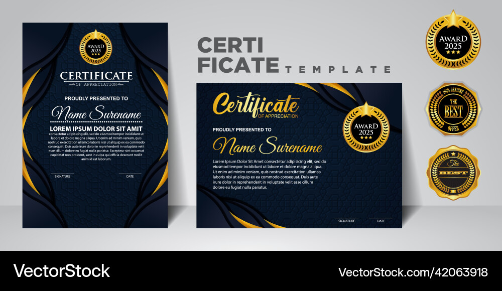 Set modern gradient color certificate template Vector Image