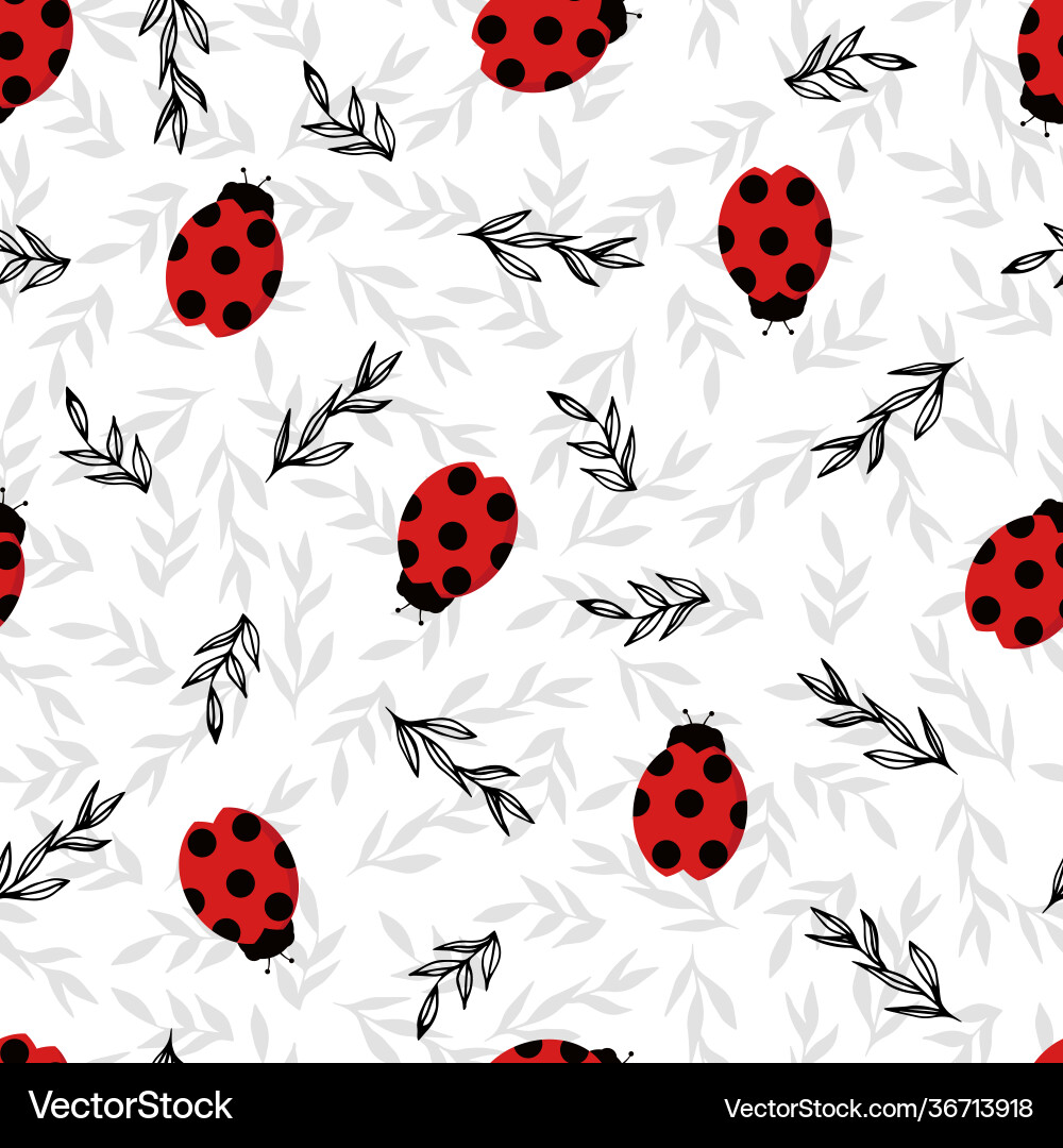 Simple seamless pattern with ladybugs funny Simple seamless pattern with ladybugs funny vector image