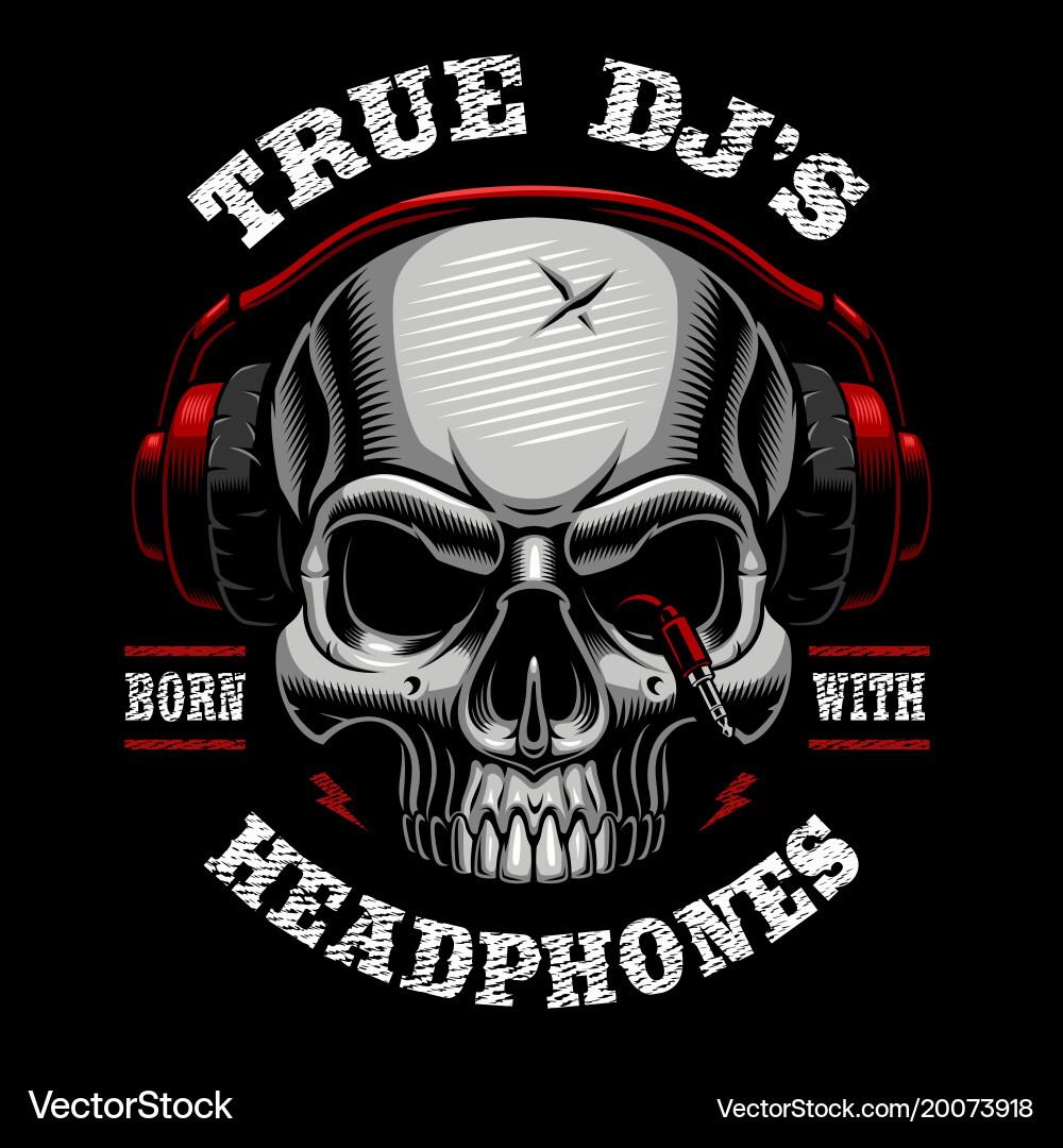 Skull DJ Headphone Artwork vector image