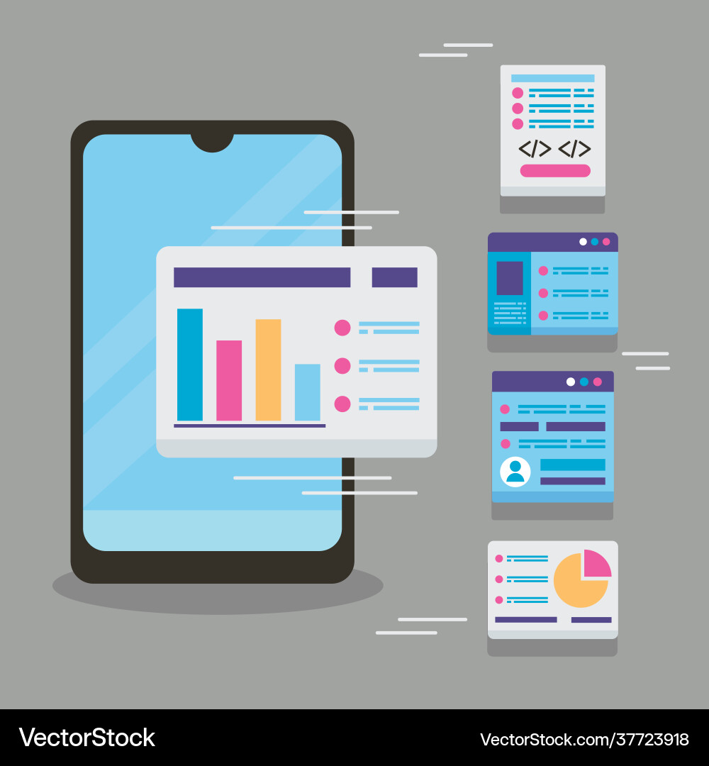 Smartphone with ux ui icons Vector Image