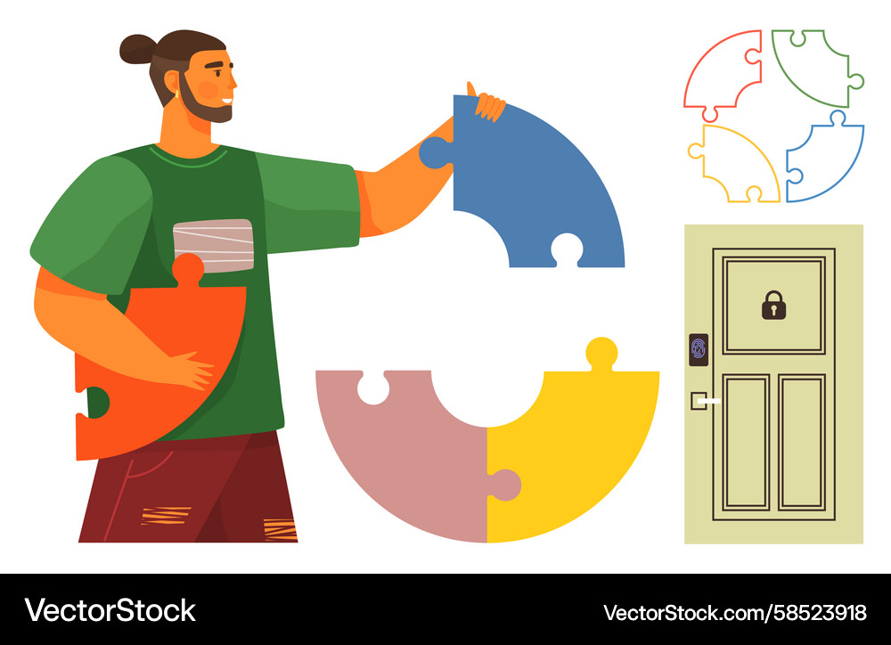 Solving a Puzzle: Unlock the Solution Vector Image