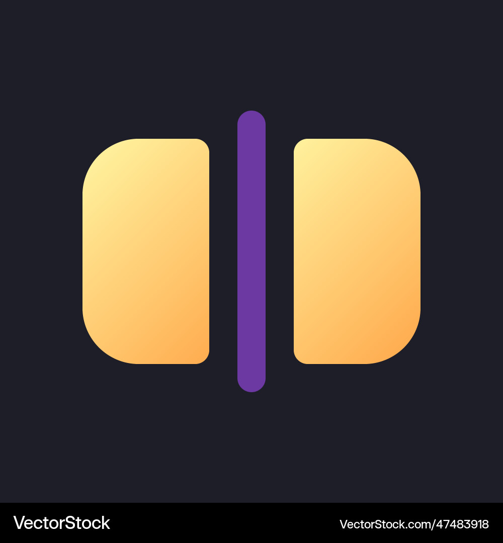 Split flat gradient fill ui icon for dark theme Split flat gradient fill ui icon for dark theme vector image