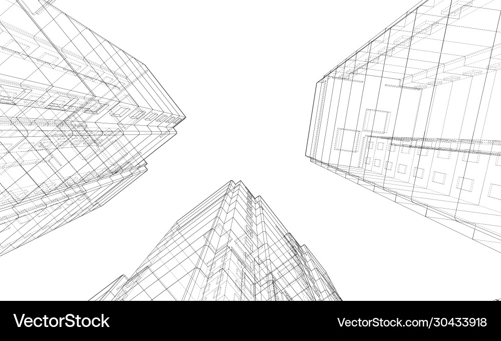 Wire-frame model a multi-storey building Wire-frame model a multi-storey building vector image