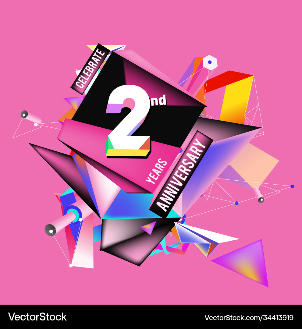 2nd anniversary logo with colorful background Vector Image