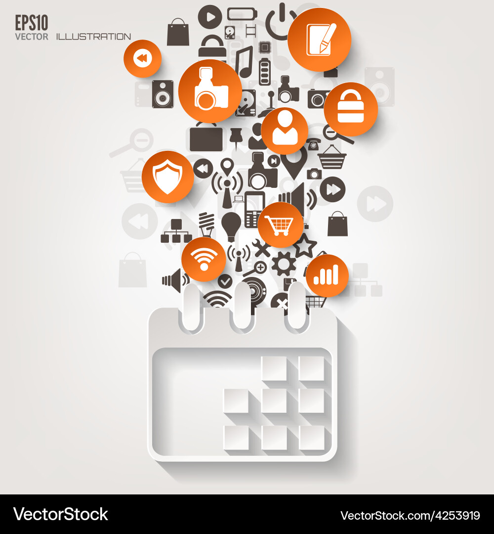 Calendar icon flat abstract background with web vector image