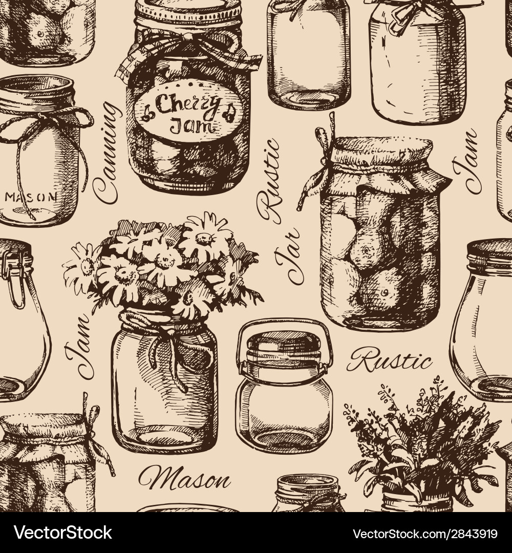 Canning Jar Pattern - Rustic Style vector image