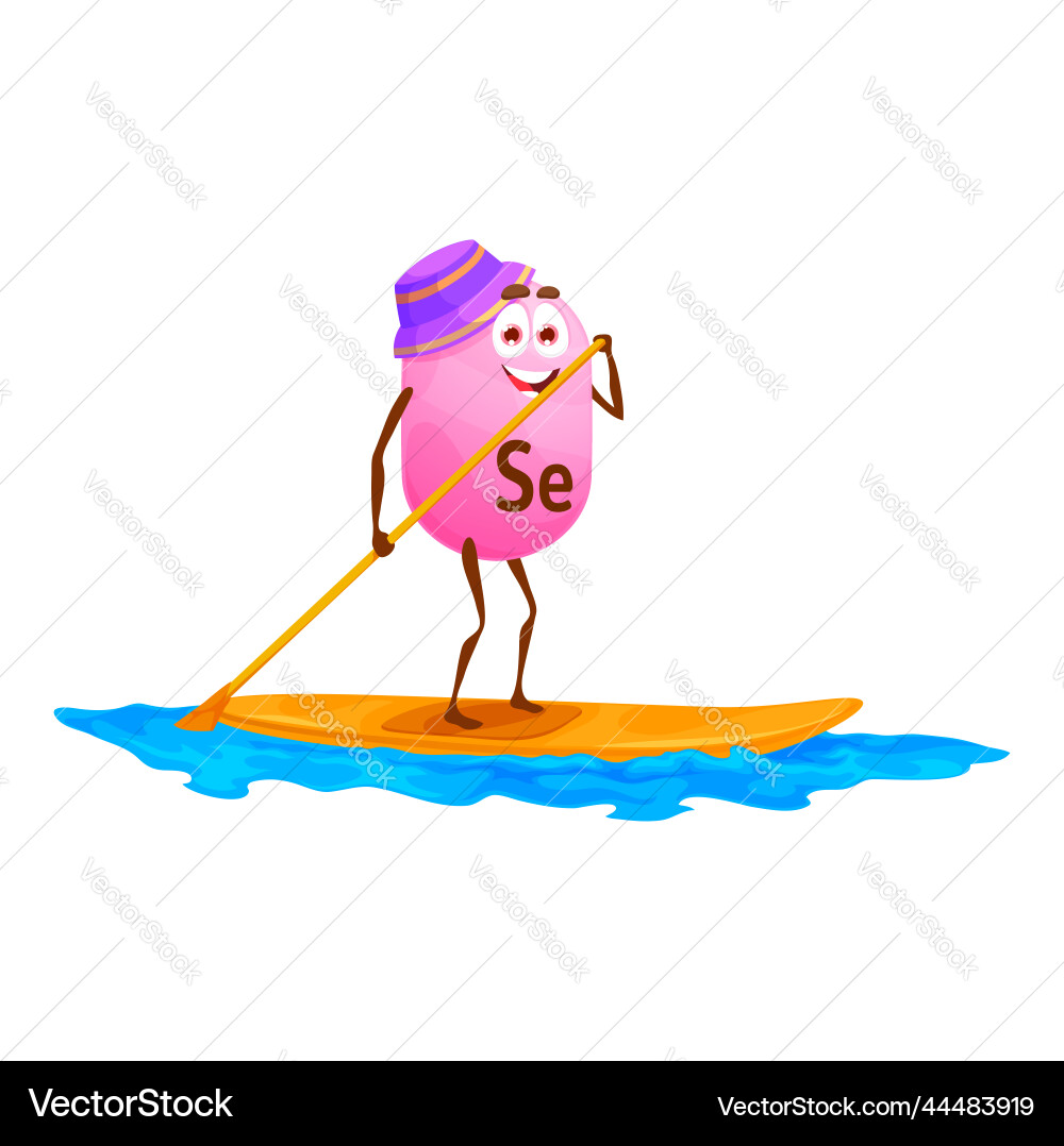 Cartoon selenium micronutrient on sup board se Vector Image