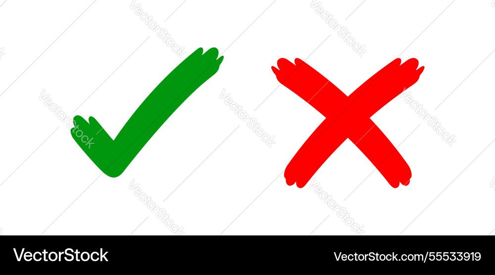Check mark sign right and wrong for vote tick Check mark sign right and wrong for vote tick vector image