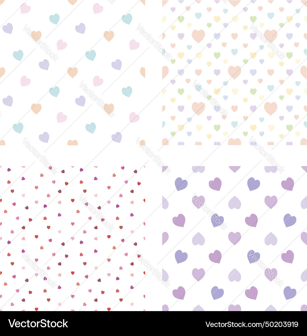 Collection with seamless patterns hearts Vector Image