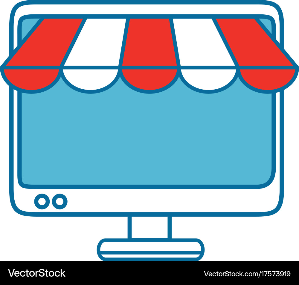 Computer display with parasol Vector Image