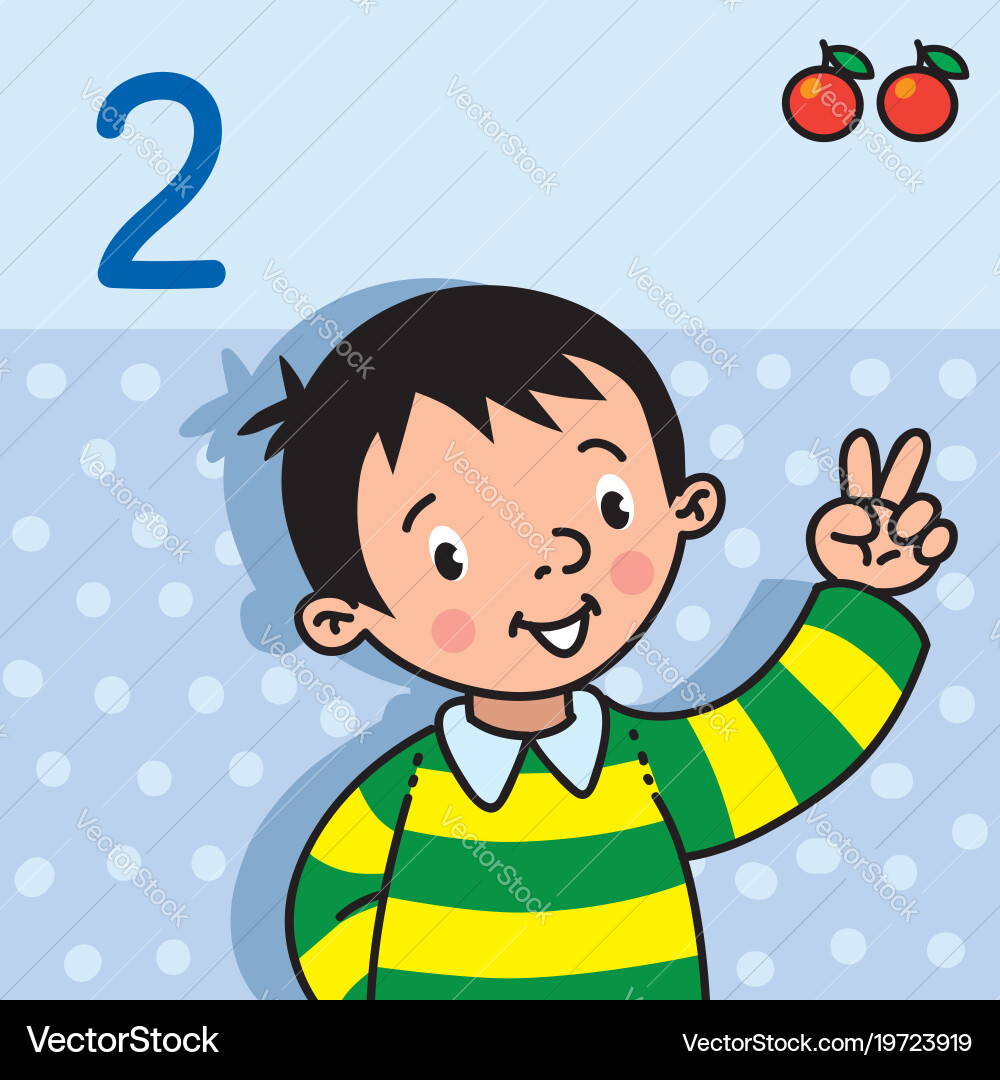 Counting Two - Child Showing Number vector image
