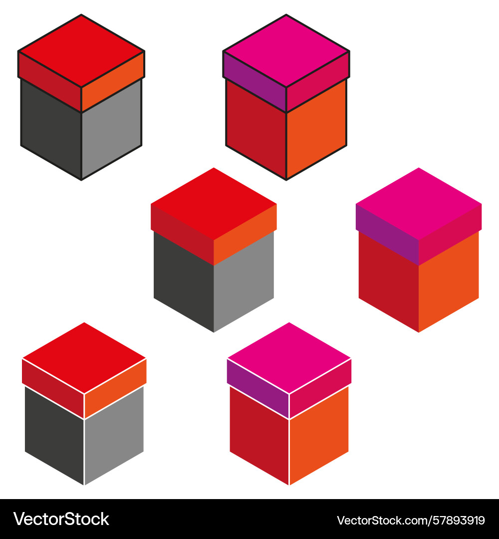 Cube tower composition geometric block isometric Cube tower composition geometric block isometric Vector Image