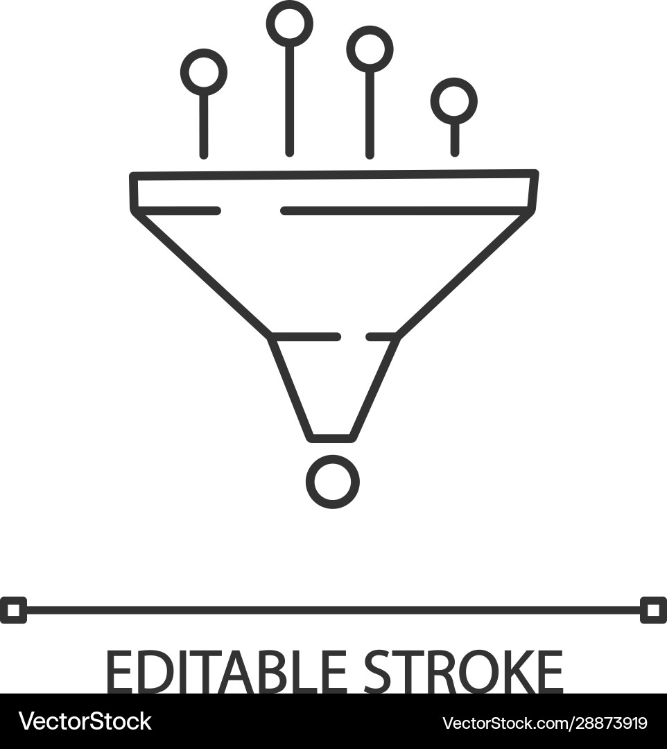Data filtering and structuring system linear icon Data filtering and structuring system linear icon vector image