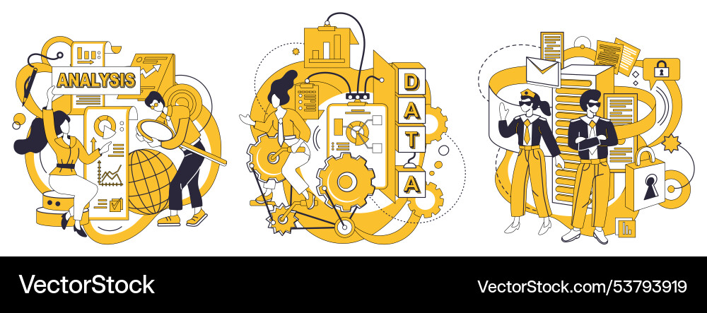 Data integration connect bridge links islands Data integration connect bridge links islands vector image