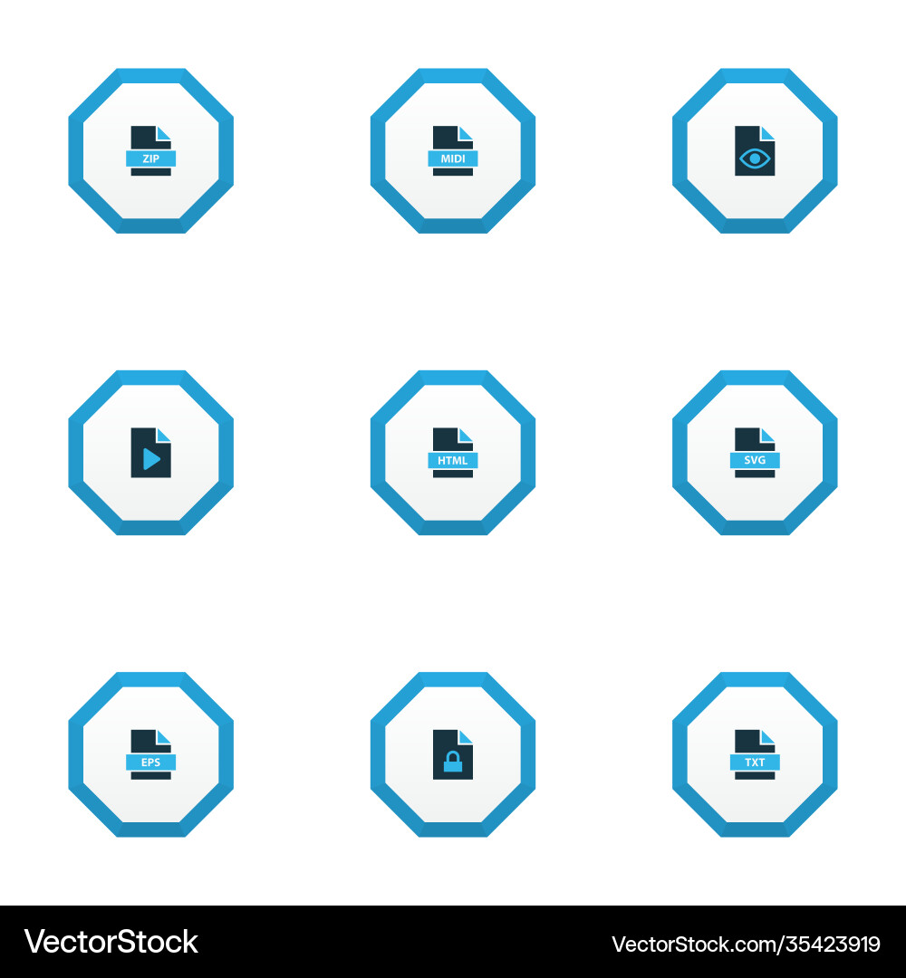 Document icons colored set with file svg Document icons colored set with file svg vector image