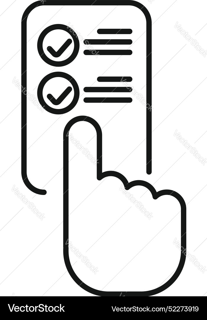 Hand pointing smartphone screen with checklist Hand pointing smartphone screen with checklist vector image