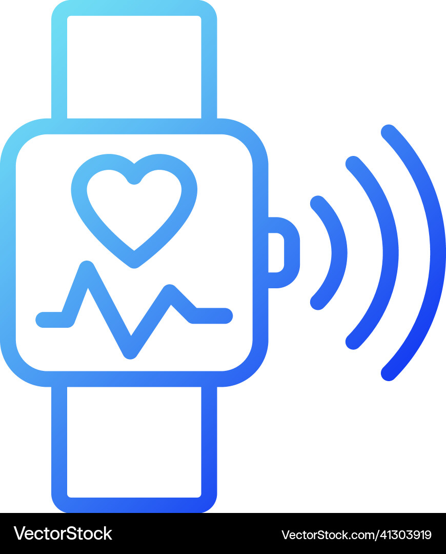 Heart rate monitoring gradient linear icon Heart rate monitoring gradient linear icon vector image