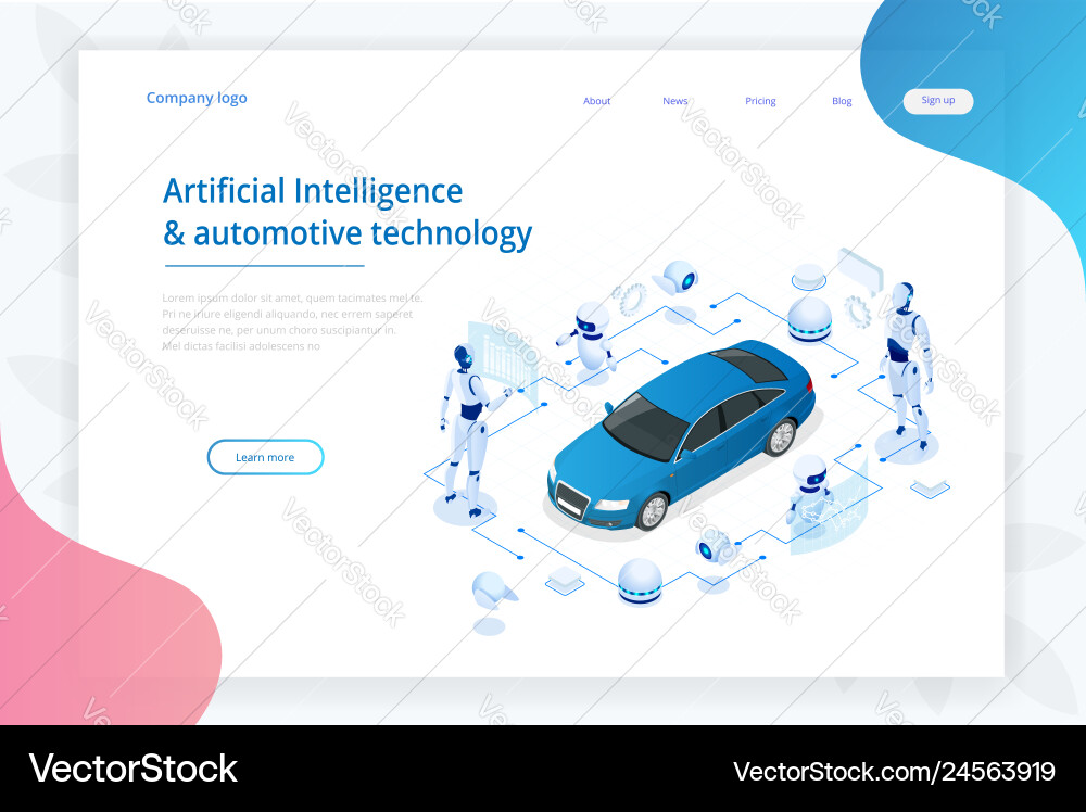 Isometric cybernetic robots works with a virtual Isometric cybernetic robots works with a virtual vector image