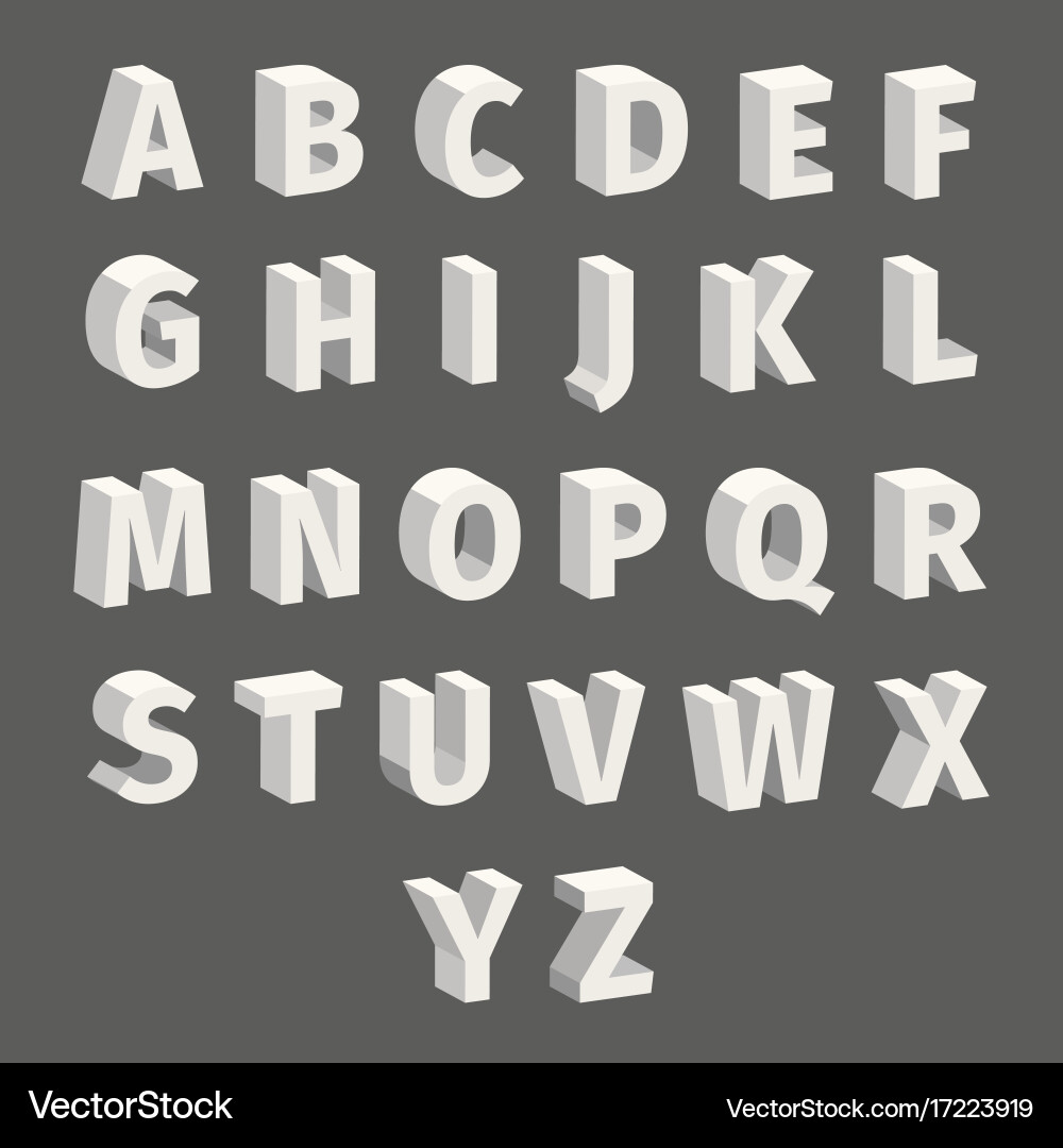 Isometric Font Block Set vector image