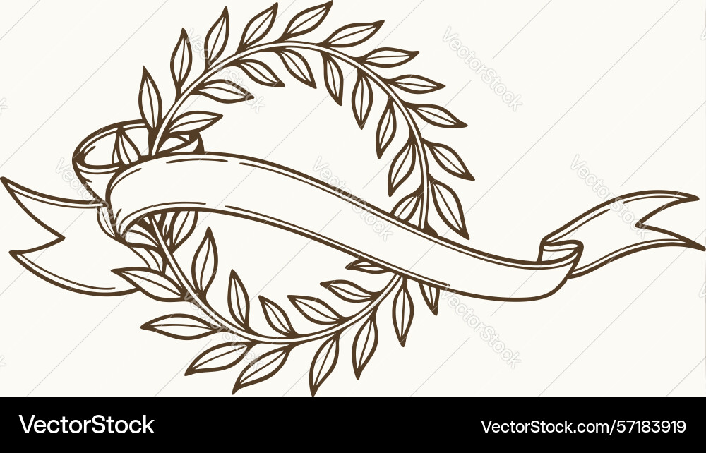 Laurel wreath with flowing ribbon for custom text vector image