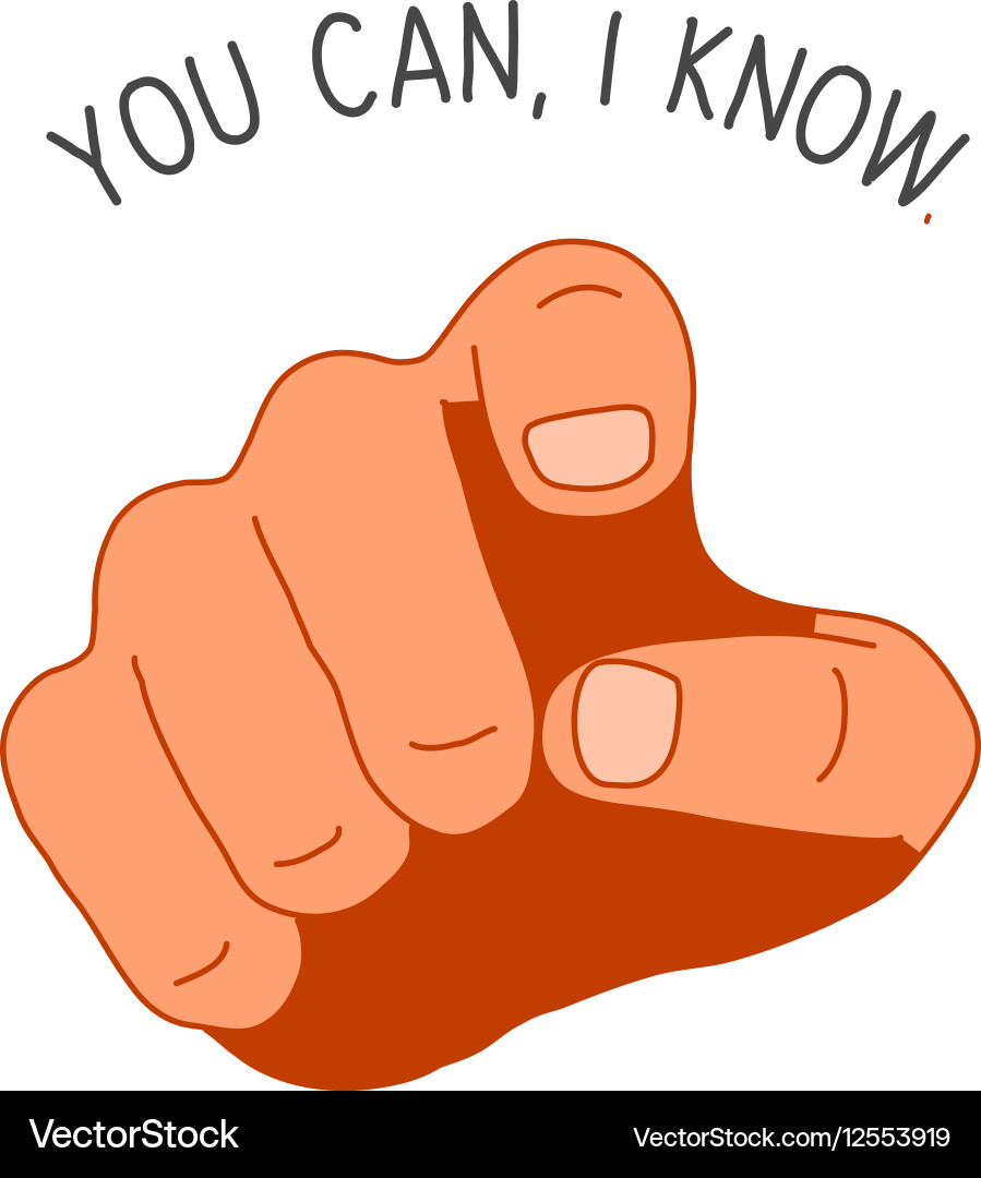 Pointing Finger with 'You Can I Know' Text vector image