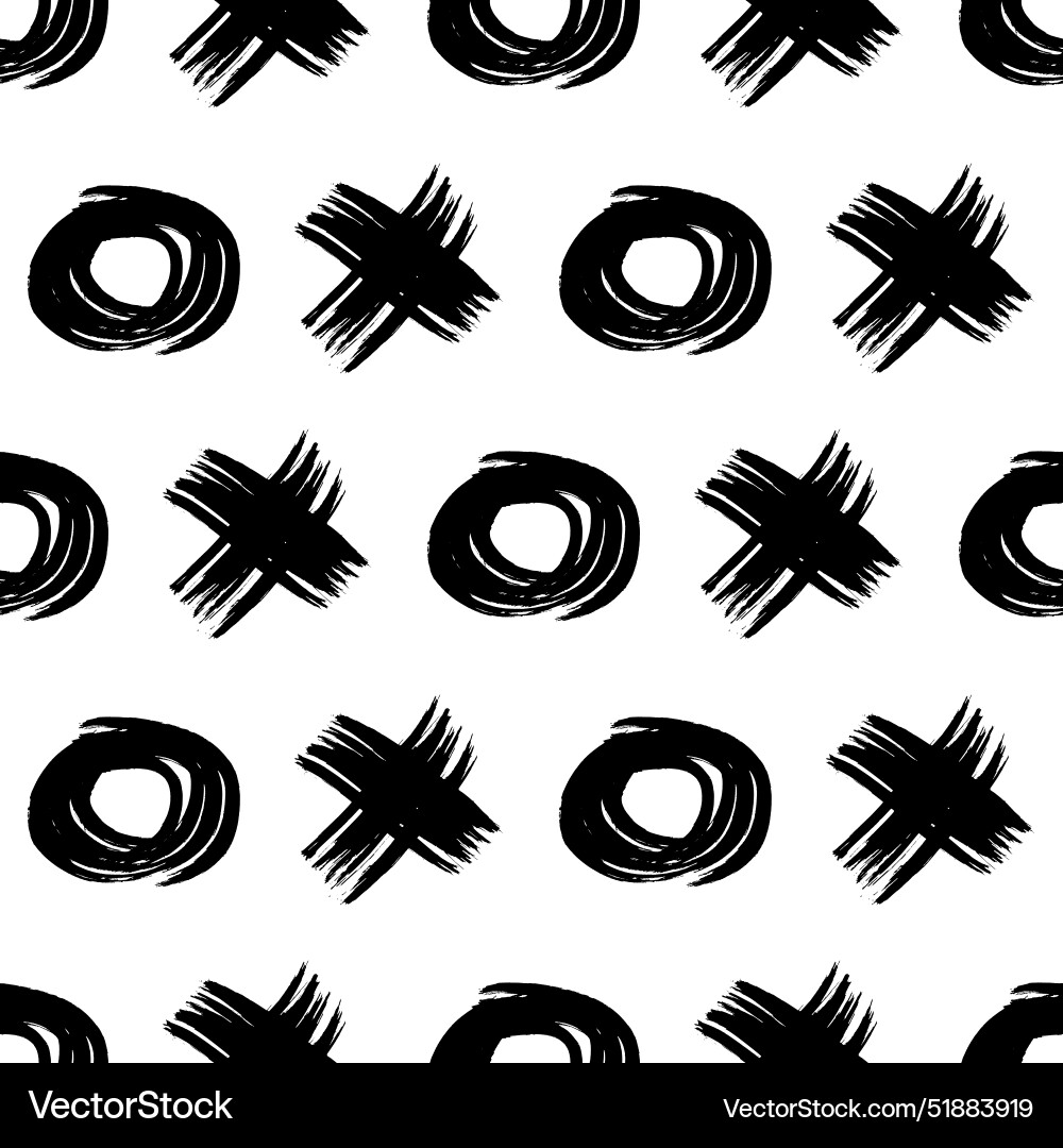 Seamless pattern with sketch cross and circle Seamless pattern with sketch cross and circle Vector Image