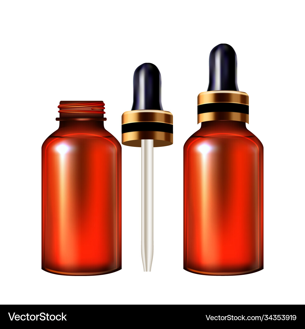 Serum dropper and pipette glass bottle Serum dropper and pipette glass bottle vector image