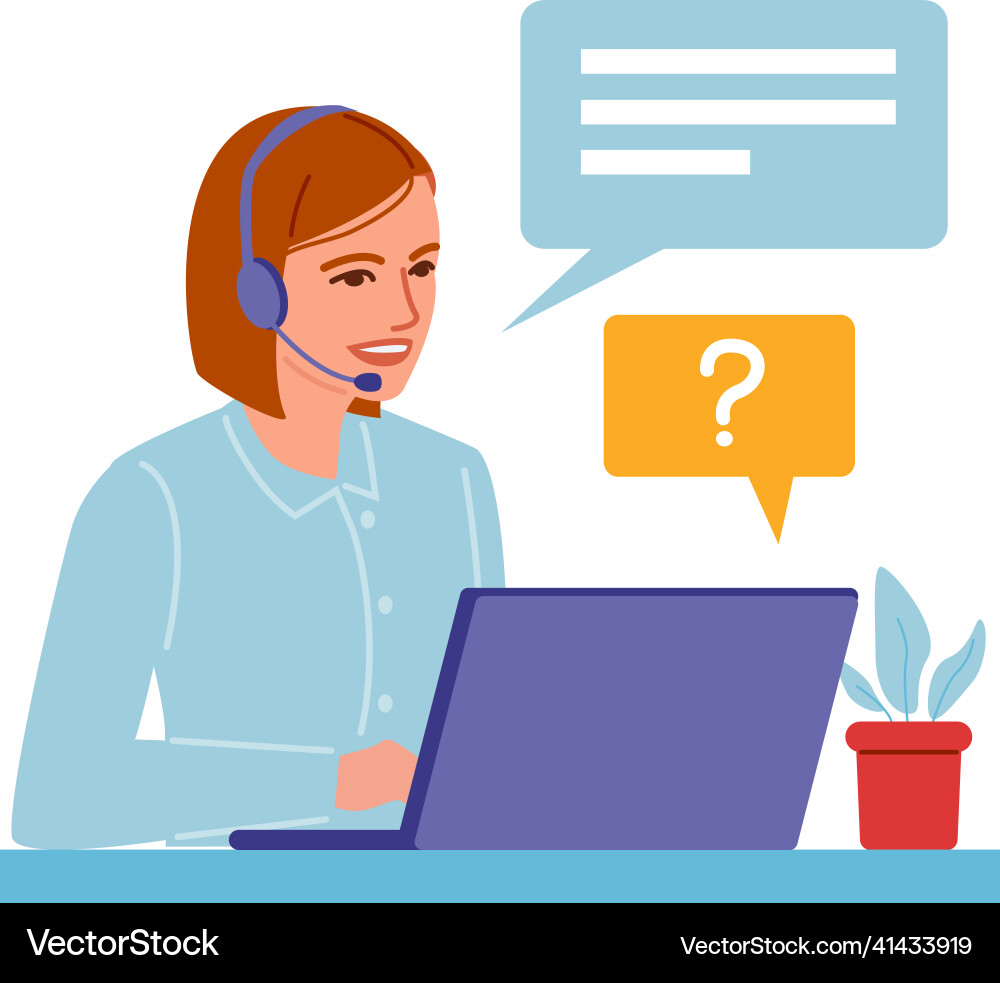 Service operator talking with customer Service operator talking with customer vector image