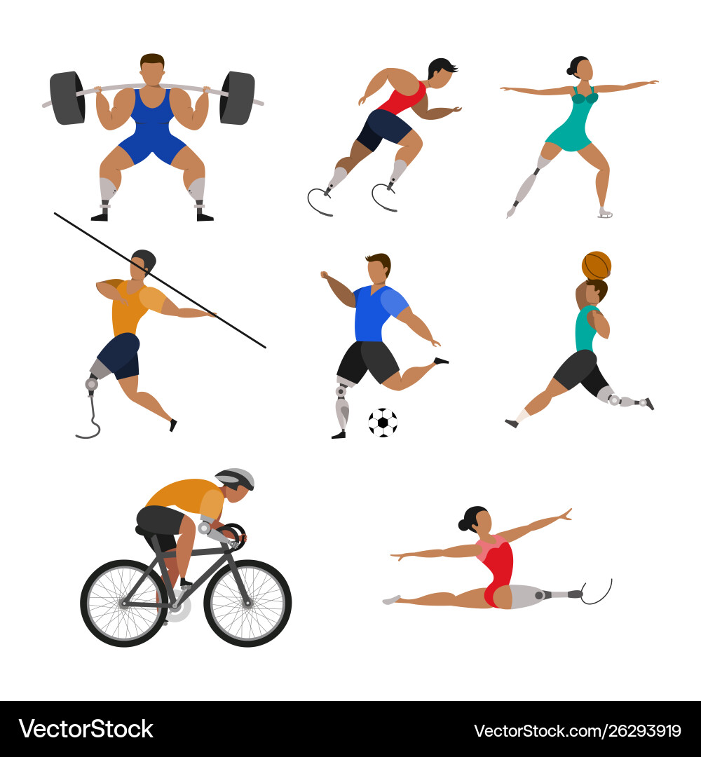 Set athletes with bio prosthetic limbs Set athletes with bio prosthetic limbs vector image
