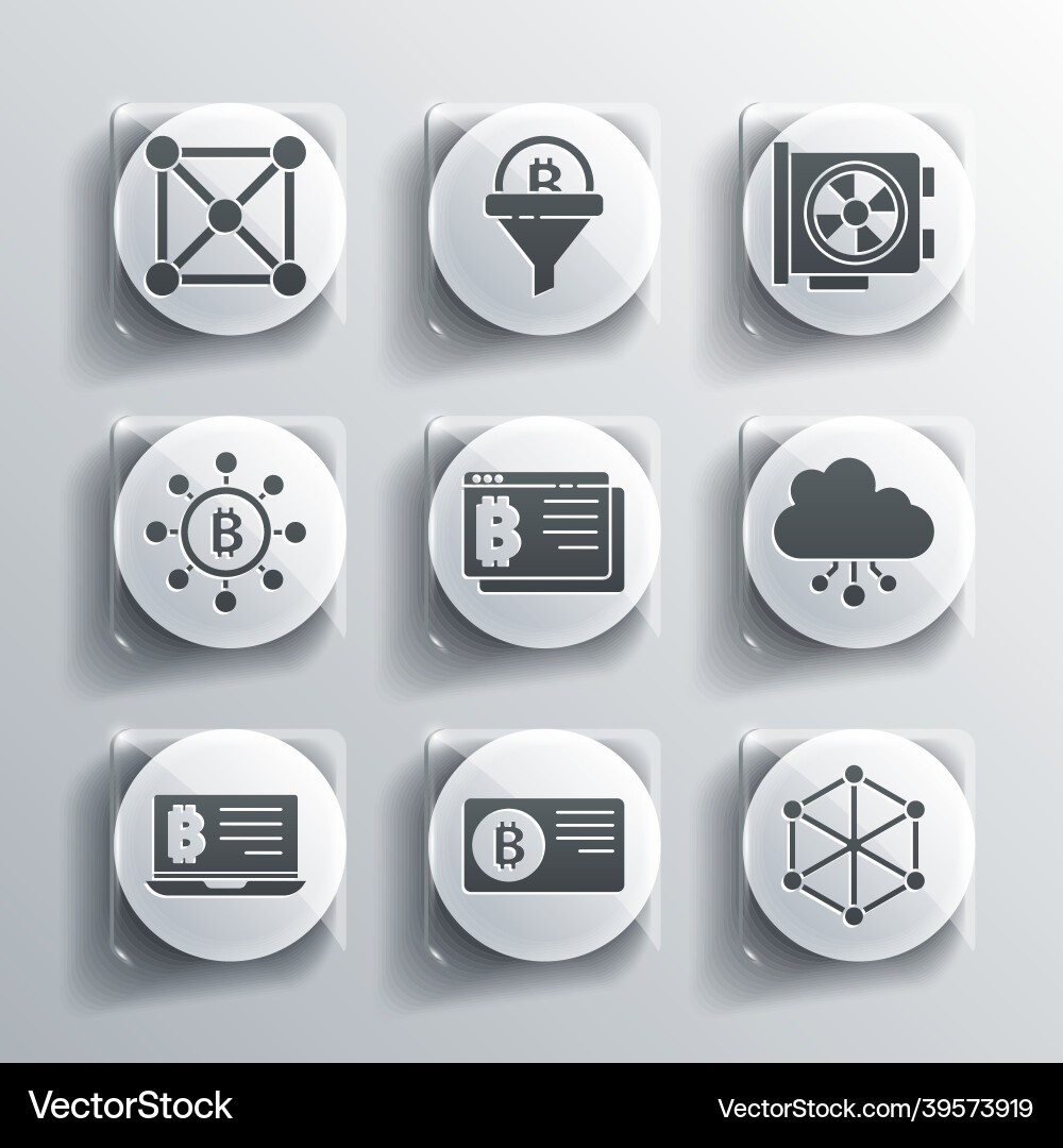 Set credit card with bitcoin blockchain Set credit card with bitcoin blockchain vector image