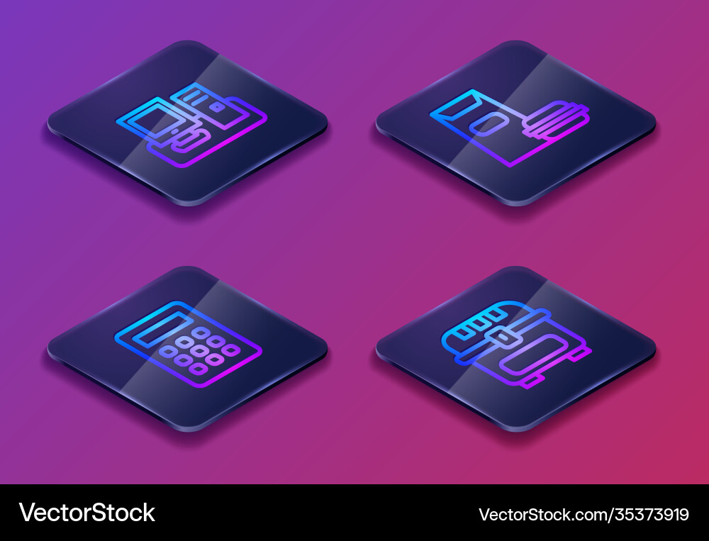 Set isometric line monitor with keyboard Set isometric line monitor with keyboard Vector Image