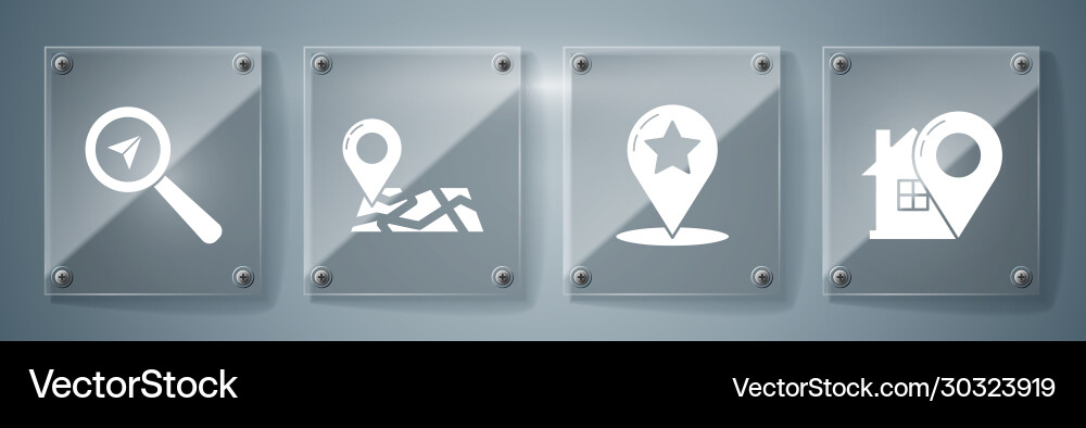 Set map pointer with house star Set map pointer with house star Vector Image