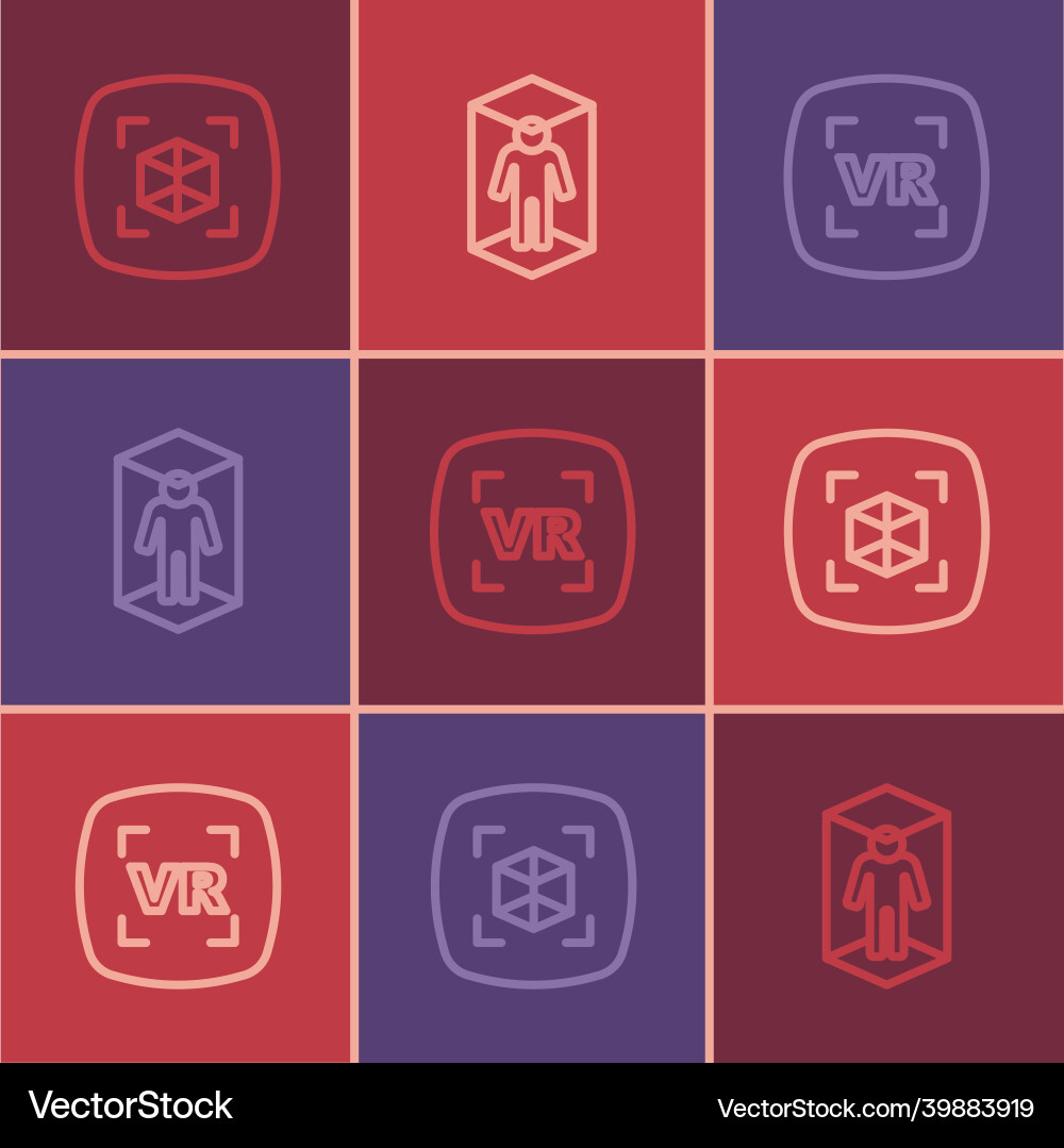 Set Zeile 3d Modellierung virtuelle Realität und Icon Set Zeile 3d Modellierung virtuelle Realität und Icon vektorbild