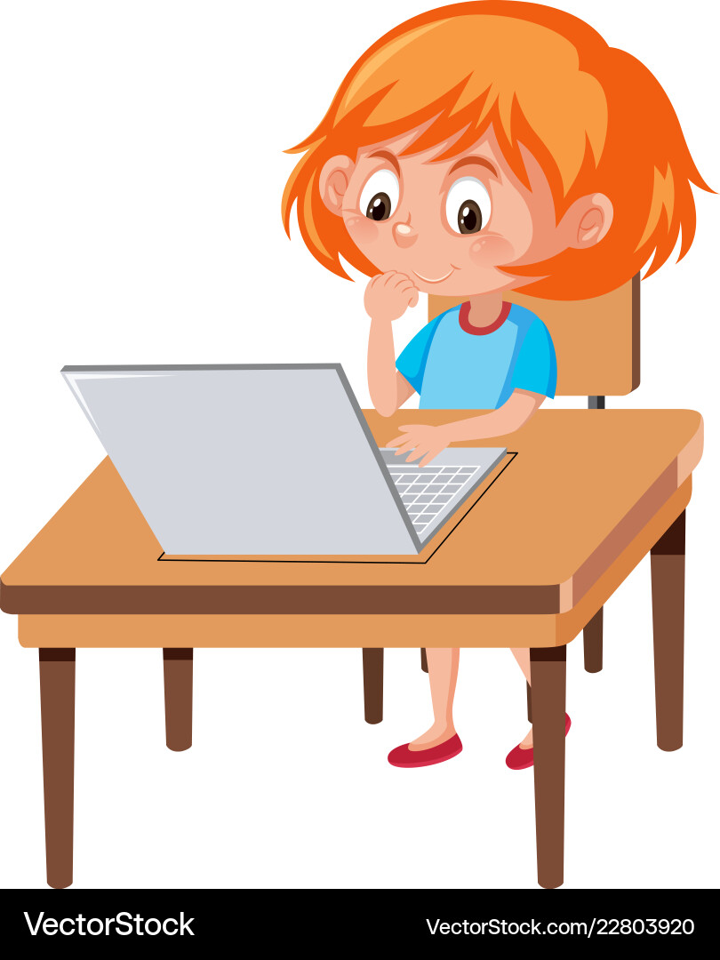 A girl using laptop Vector Image