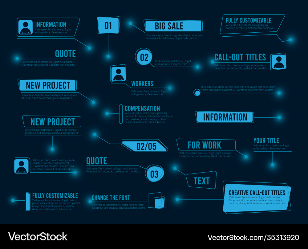 Abstract Callout Boxes - Tech UI vector image