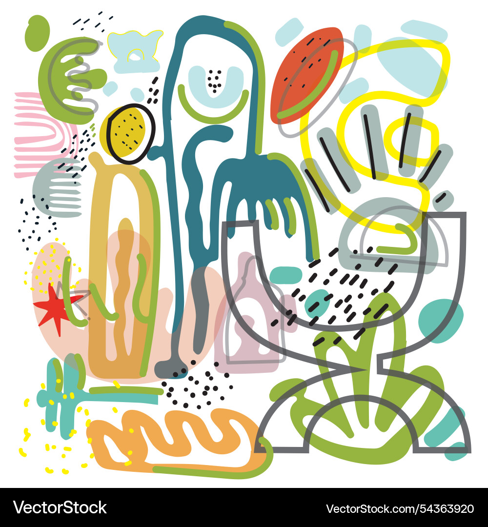 Abstract seamless drawing and shapes print pattern Abstract seamless drawing and shapes print pattern Vector Image