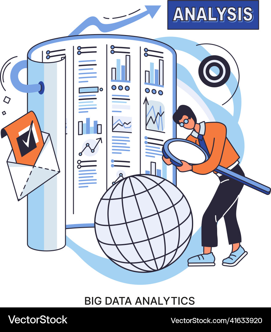 Big data analytics process of analyzing complex Big data analytics process of analyzing complex Vector Image