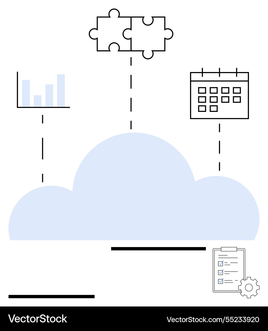Cloud-based integration with analytics calendar Cloud-based integration with analytics calendar vector image