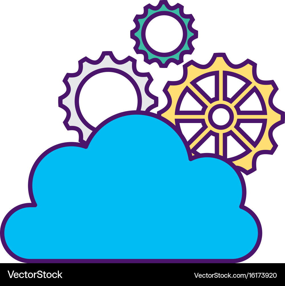 Cloud computing with gears Vector Image