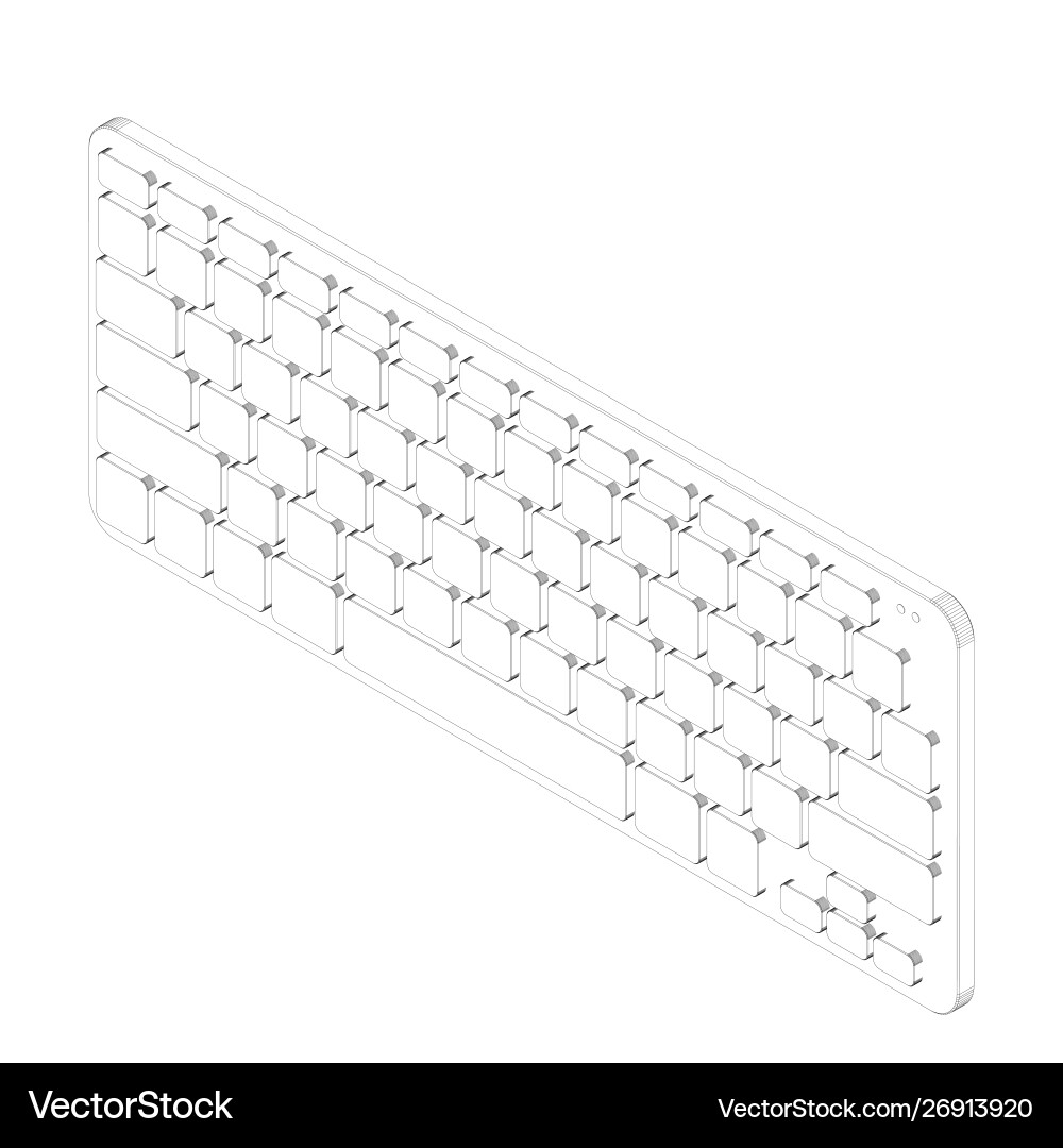 Computer keyboard 3d isometric style outline Vector Image