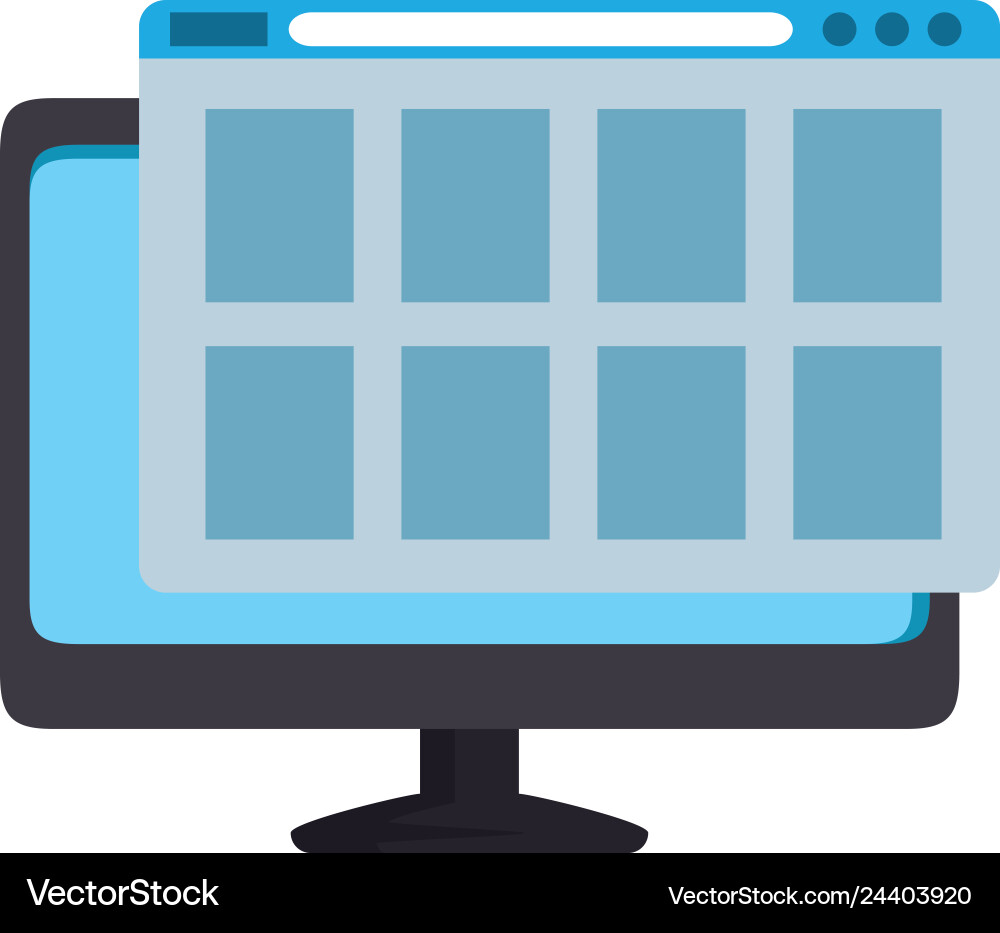 Computer monitor with webpage template Computer monitor with webpage template vector image