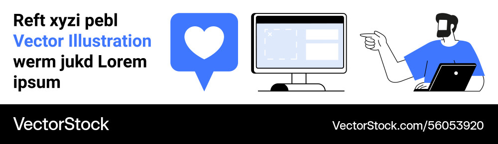 Digital collaboration with heart icon computer Digital collaboration with heart icon computer vector image