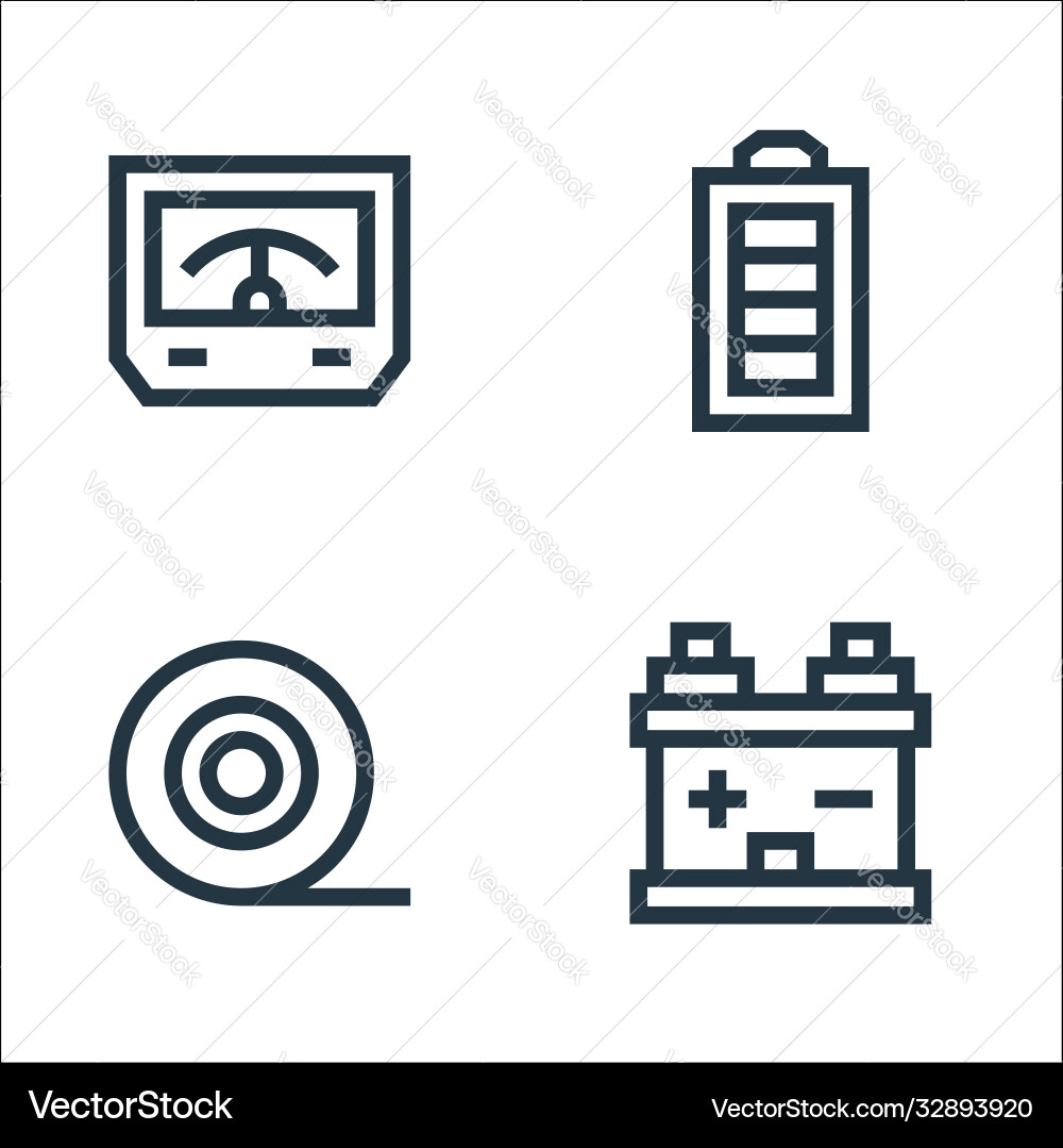 Electrician tools and line icons linear set Electrician tools and line icons linear set Vector Image