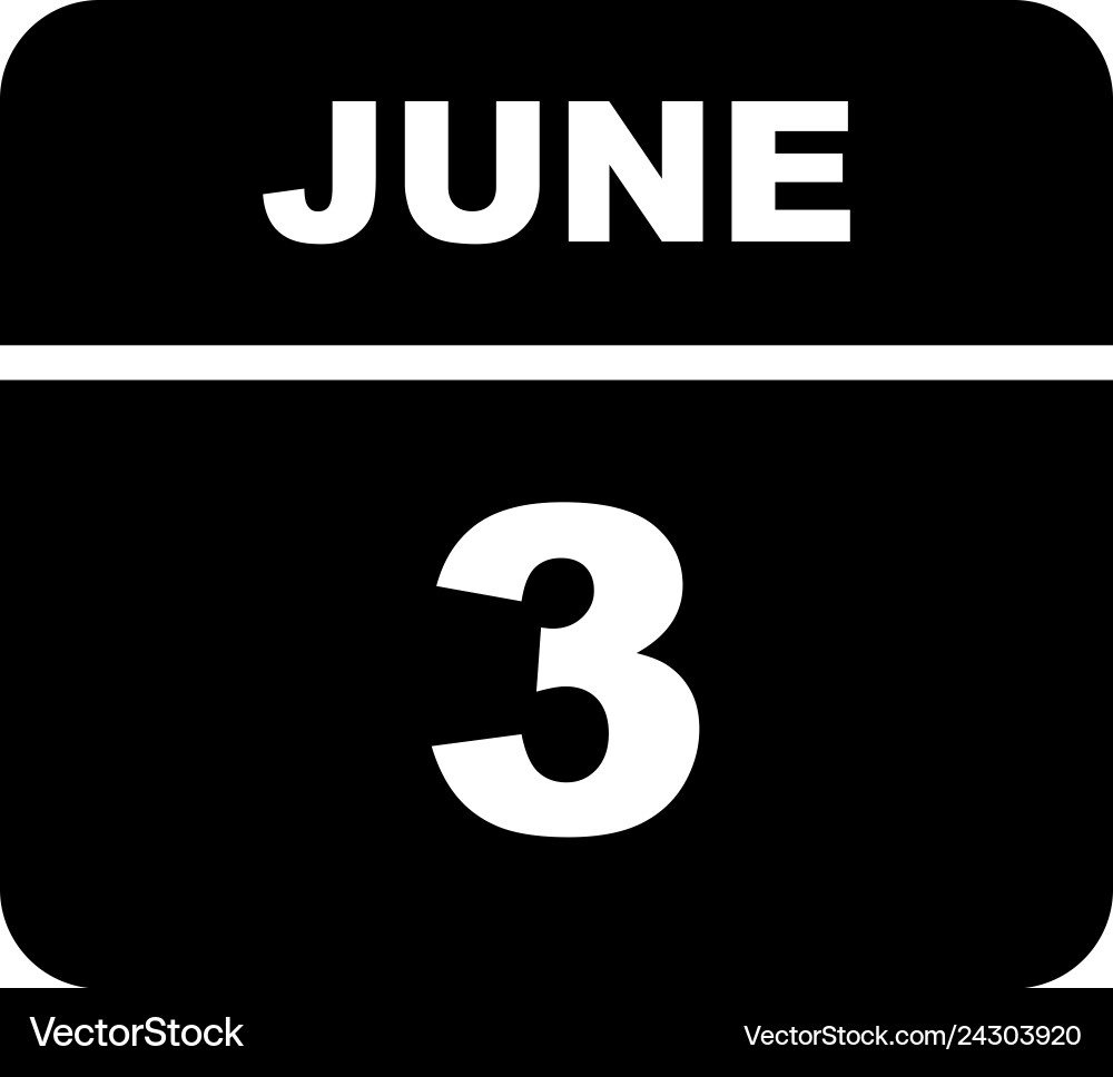 June 3rd date on a single day calendar Vector Image
