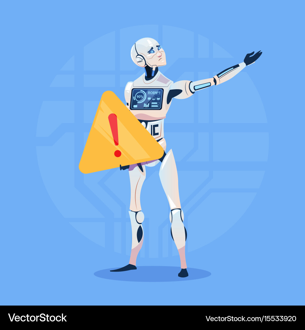 Moderne Roboter zeigt Fehlermeldung futuristisch vektorbild