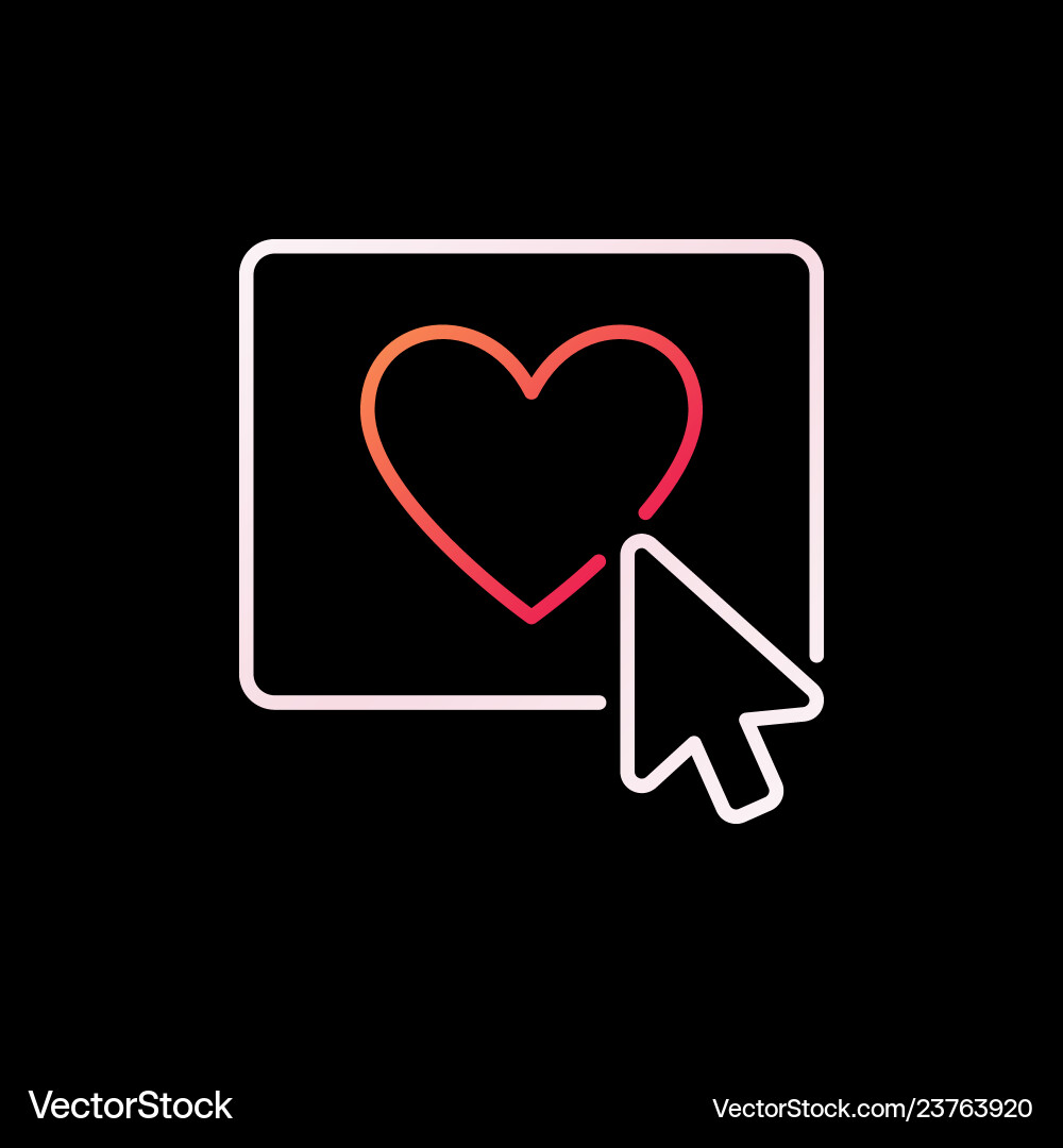 Mouse click on heart button colorful Mouse click on heart button colorful vector image